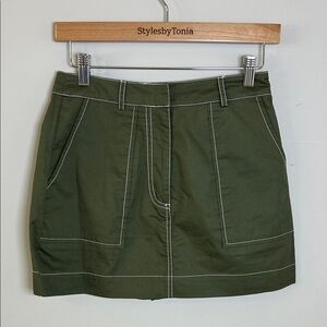 Anthropologie En Saison Skort Hunter Green Pockets Short Skirt Sz S NEW